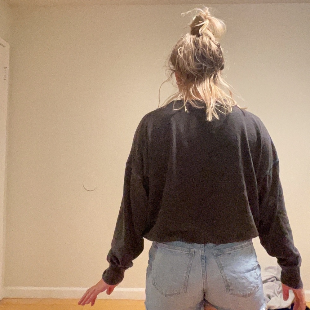 Buttoned Pullover Charcoal Gray Sweater - image 2